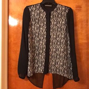 Black & Light T Tahari Blouse w/ Mesh Details
